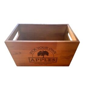 Wooden Apple Crate Pick Your Own Apples Rustic Farmhouse Decor Storage Box
